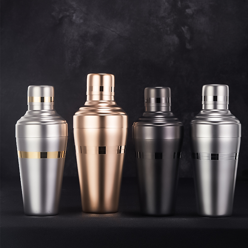 酒吧灵魂日本原装进口yukiwa磨砂金环三段式摇酒壶调酒壶雪克壶