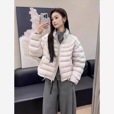 泡芙排骨羽绒服女短款2025冬季新款韩版宽松小个子白鸭绒轻薄外套