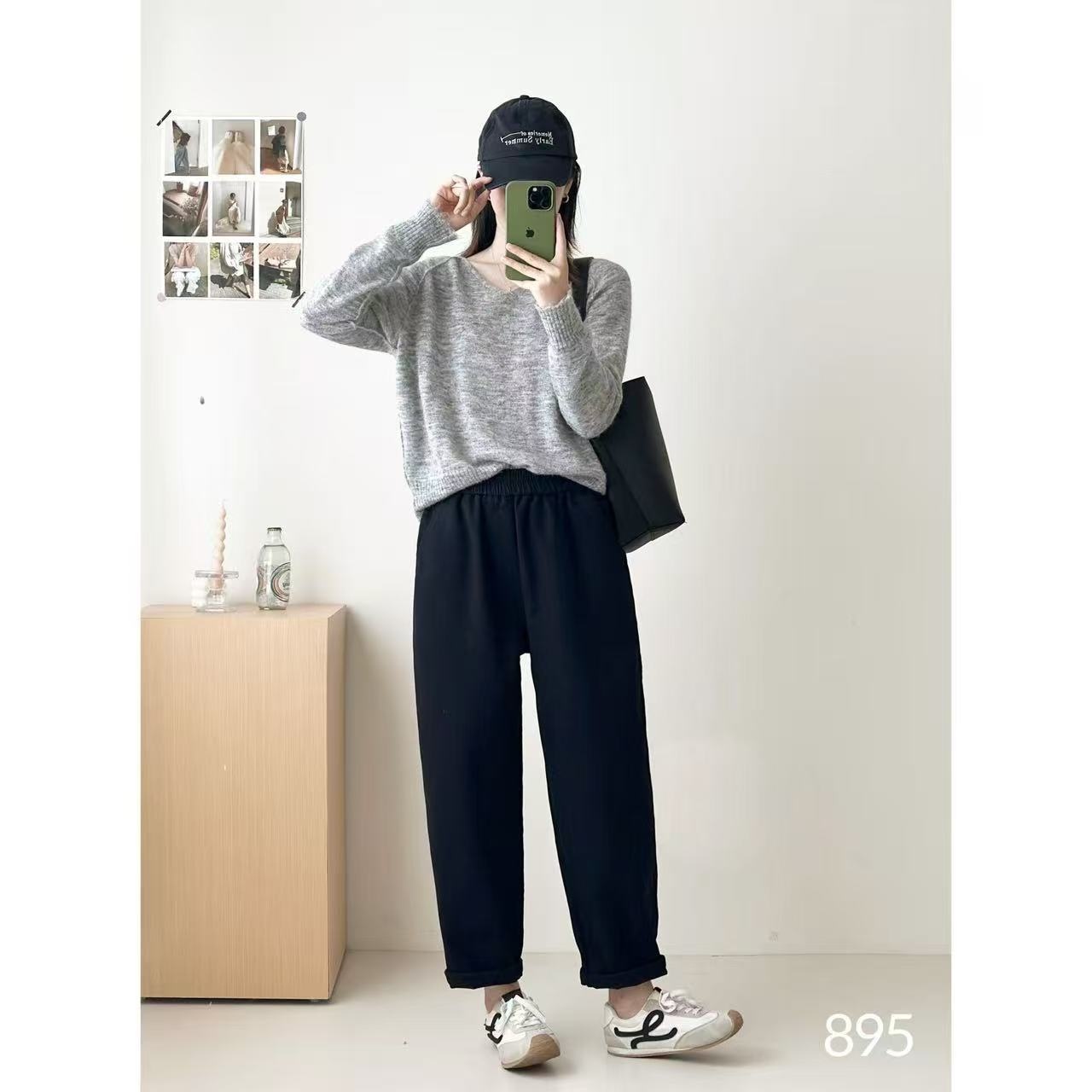 2025年冬款棉裤女加绒加厚保暖棉裤松紧腰新款棉裤学院风裤子时尚