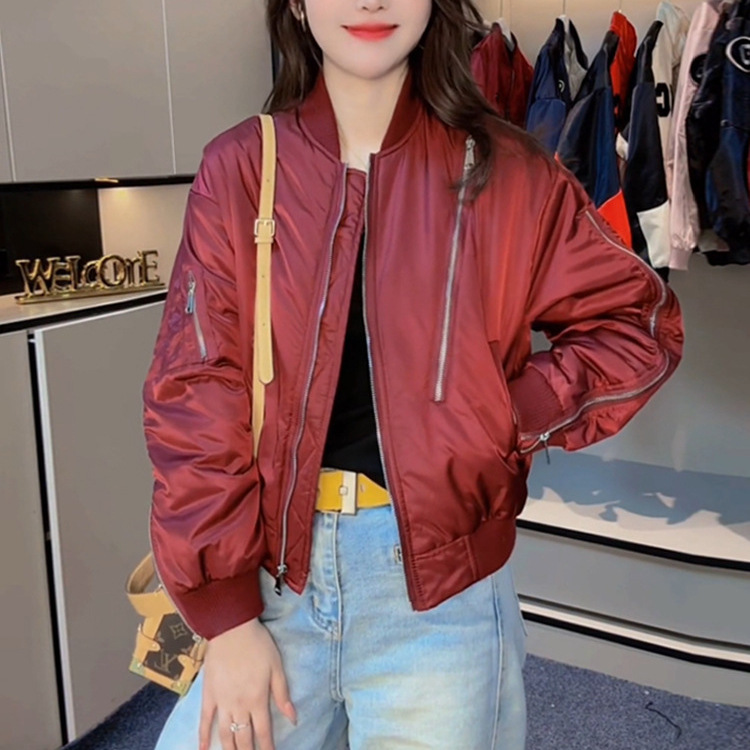 夹棉棒球服外套女短款2025秋季新款爆款小个子二棉女装飞行员