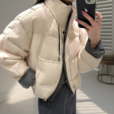 2025新款巨好看的加厚黄色短款洋气夹棉羽绒棉服外套女款冬季棉袄