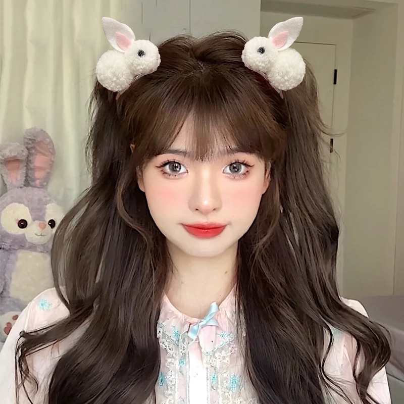 可爱立体小兔子发夹儿童毛绒夹子宝宝女童头发卡子头饰侧边夹发卡图片