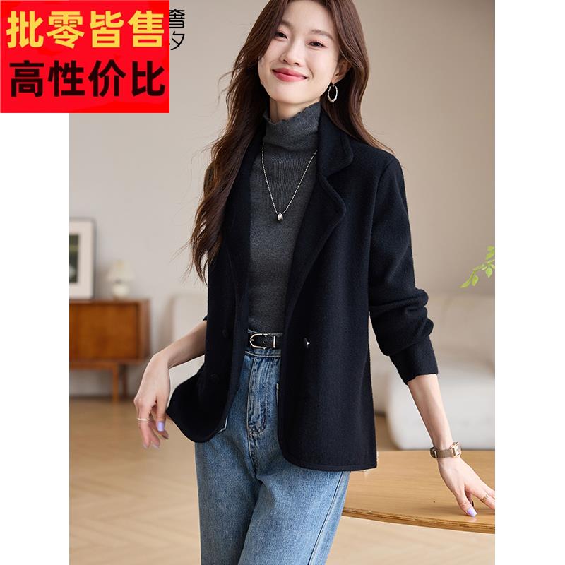 西装外套女春秋季2025新款通勤气质名媛高级感小个子短款针织开衫