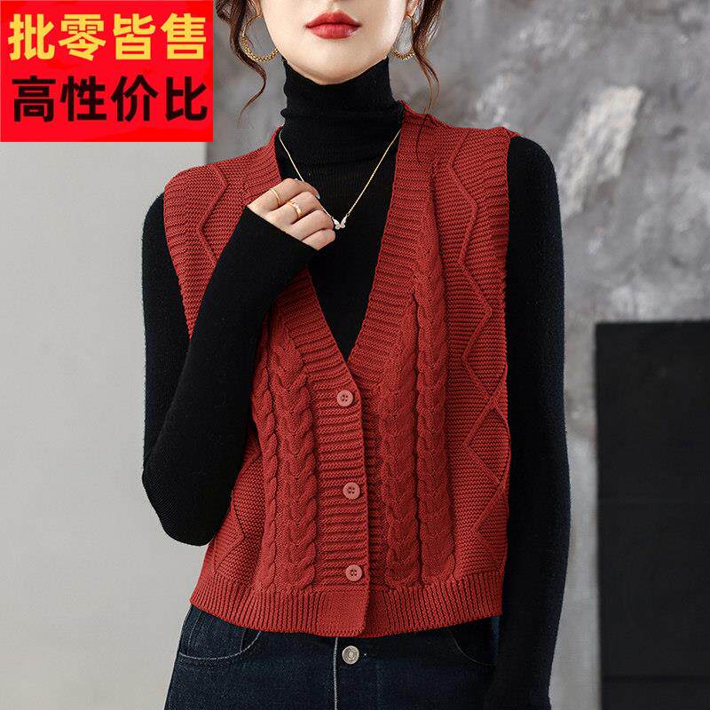麻花毛衣开衫女秋季外搭针织背心2025新款妈妈洋派时髦马甲高级感