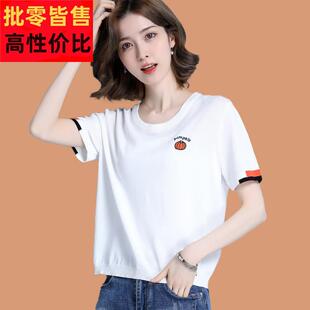 真丝桑蚕丝短袖t恤女装2025年新款夏季品牌白色T恤短款女士T恤衫