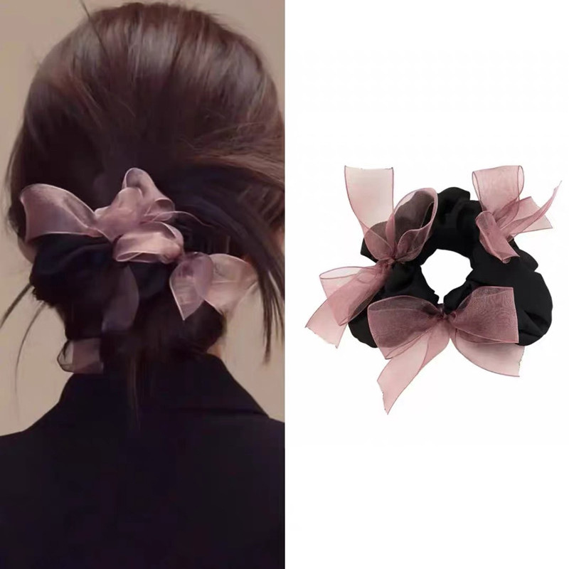 赵露思许研同款网纱蝴蝶结大肠发圈女2025年新款马尾头绳扎丸子