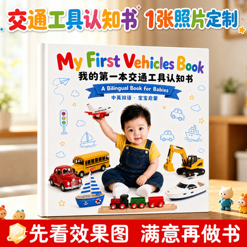 交通工具认知书定制AI照片打印成册 双语自制宝宝早教益智绘本