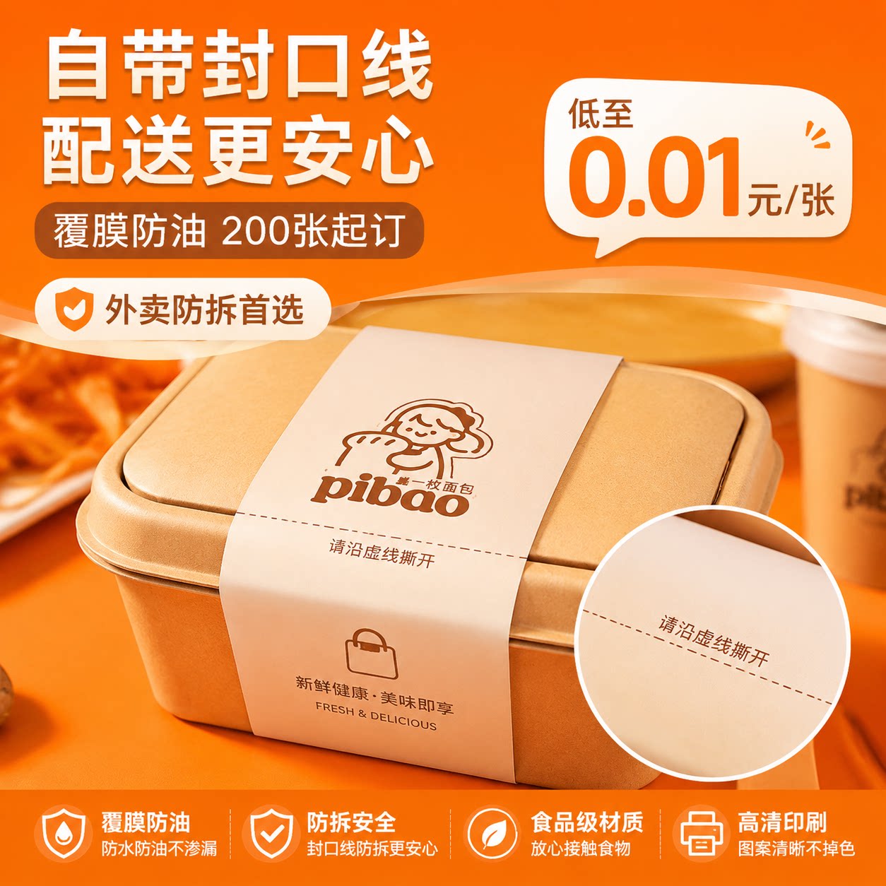 食品外卖包装腰封定制打包盒订做印刷礼品盒水果捞寿司火锅沙拉炒饭茶