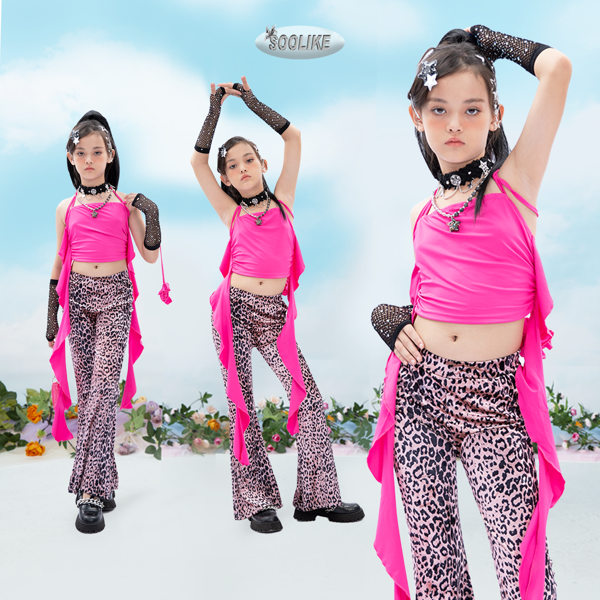 SOOLIKE女辣妹爵士舞豹纹舞蹈服
