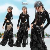 儿童街舞潮服女童辣妹少儿走秀爵士舞蹈嘻哈waacking演出比赛套装