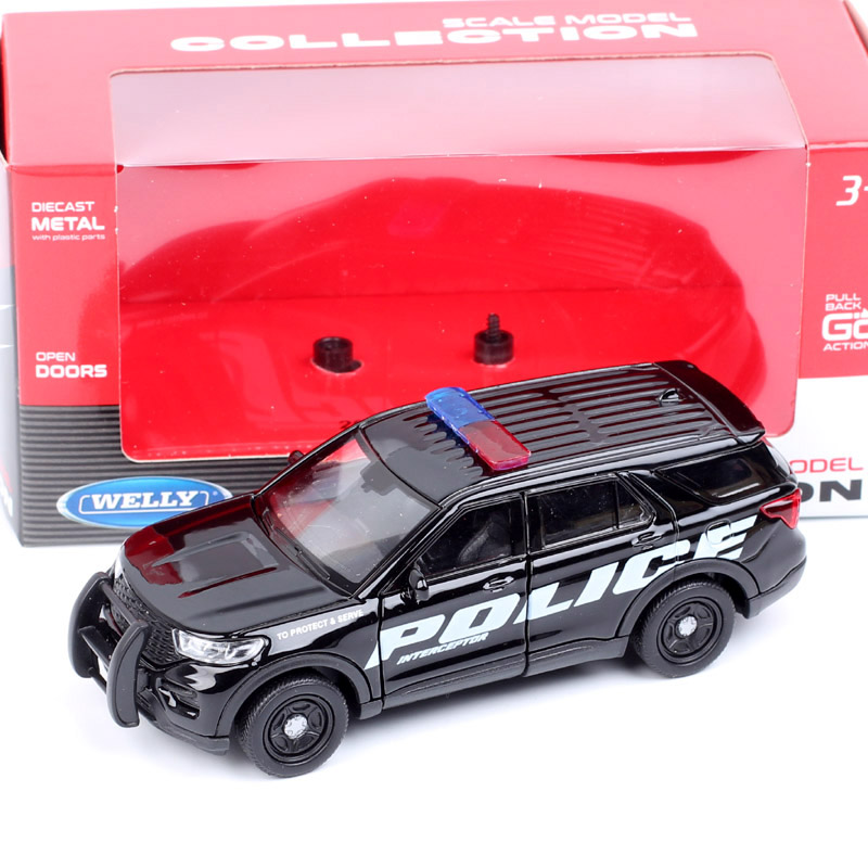 thumbnail for 1:43 Willy 2023 Ford Explorer Interceptor Police Car American Simulation Static Pull-Back Car Model Toy