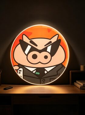 卡通肥嘟嘟LED氛围灯画卧室床头装饰灯创意个性发光画