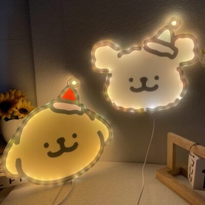线条小狗LED壁挂灯 个性创意氛围灯 插电即亮 装饰夜灯」