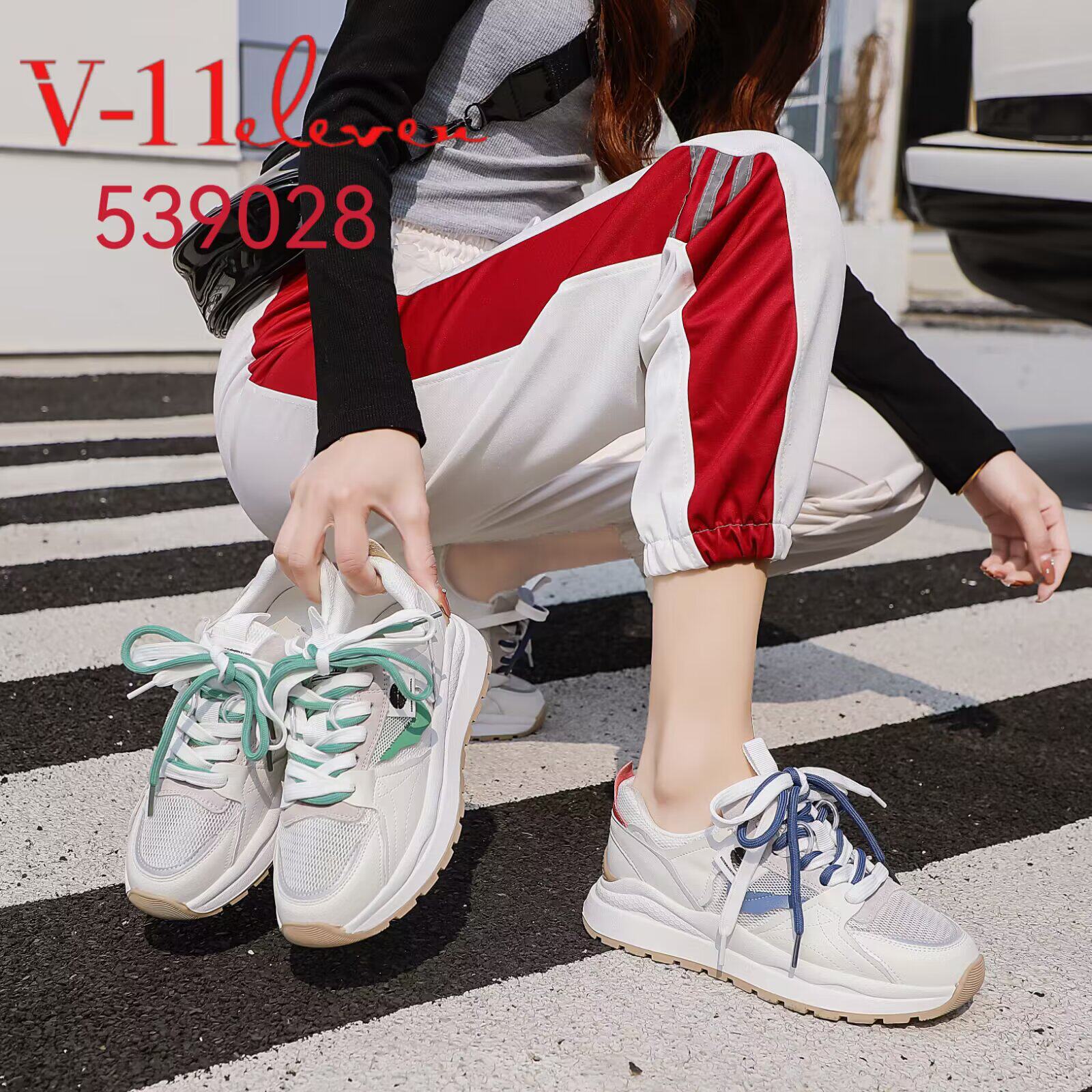 母后V-11时尚女鞋新松糕底深口系带运动真皮单网镂空透气休闲单鞋