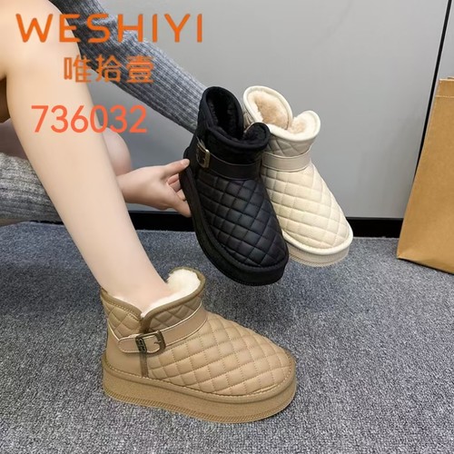 品牌时尚女鞋冬季新款加绒保暖舒适百搭厚底防滑雪地靴套筒棉鞋