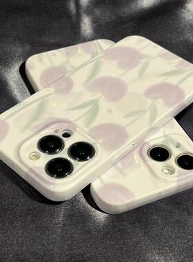 赵露思同款菲林紫色郁金香苹果14promax手机壳iphone13菲林壳全包12女14pro创意11全包防摔手机套一加9T/ACE