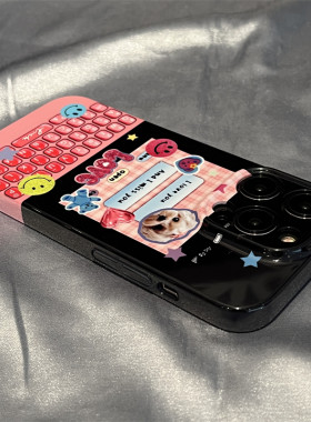 iPhone16ProMax粉色键盘狗狗适用苹果14手机壳iphone13promax硬壳12菲林全包防摔软壳11华为荣耀vivo小米oppo