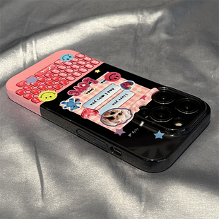 iPhone16promax粉色键盘狗狗适用苹果14手机壳iphone13promax硬壳12菲林全包防摔软壳11华为荣耀vivo小米oppo