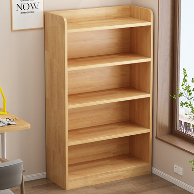 实木书架落地置物架儿童简易书柜省空间一体靠墙柜子家用松木书柜