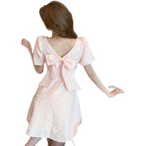 RM8860#夏季网红新款复古方领泡泡袖小黑裙设计感高腰显瘦