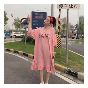 JL SUNFLOWER春夏季韩版宽松显瘦百搭减龄洋气短袖连衣裙t恤女装