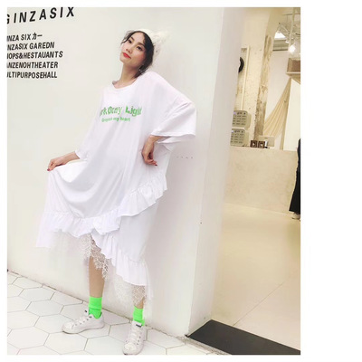 蕾丝拼接宽松休闲百搭套头长裙