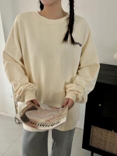 JL.sunflower秋冬季大码胖mm刺绣字母宽松显瘦长袖卫衣女装上衣潮