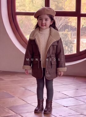 2026新款女童韩版仿羊羔机车皮毛