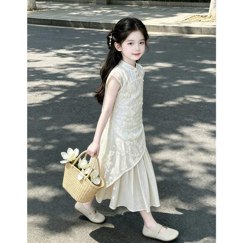 汉服女童连衣裙夏2026新款儿童唐装旗袍国风新中式大童夏装公主裙