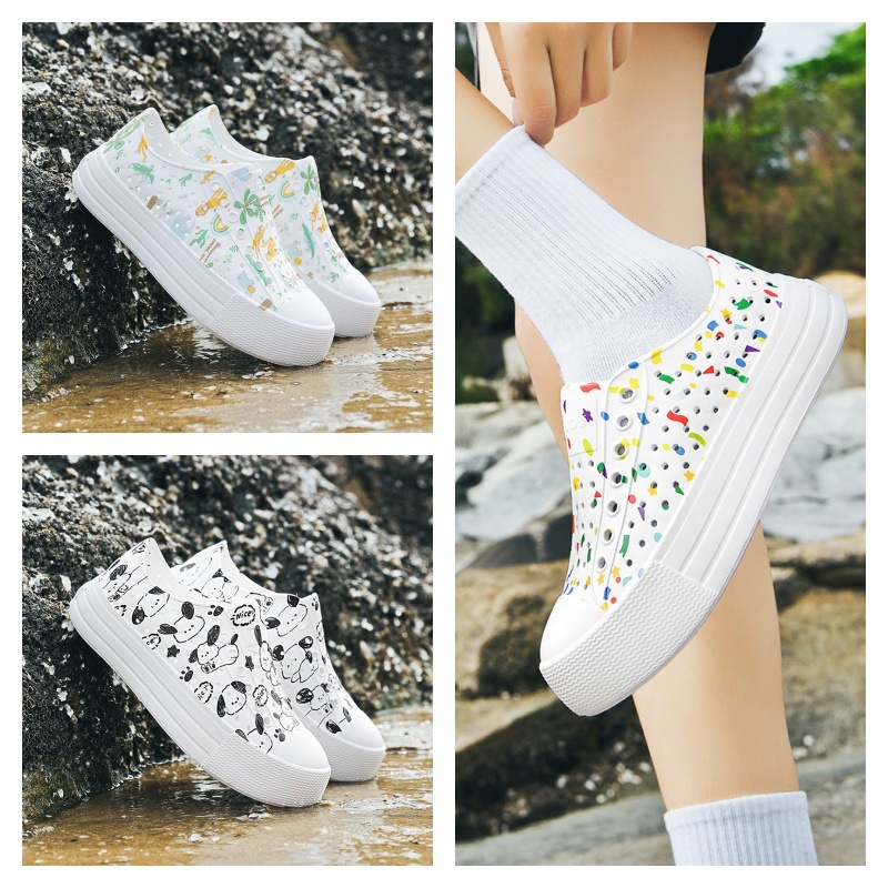 Giày lỗ đế dày cho nữ LUCHI夏季女款厚底洞洞鞋休闲增高防水