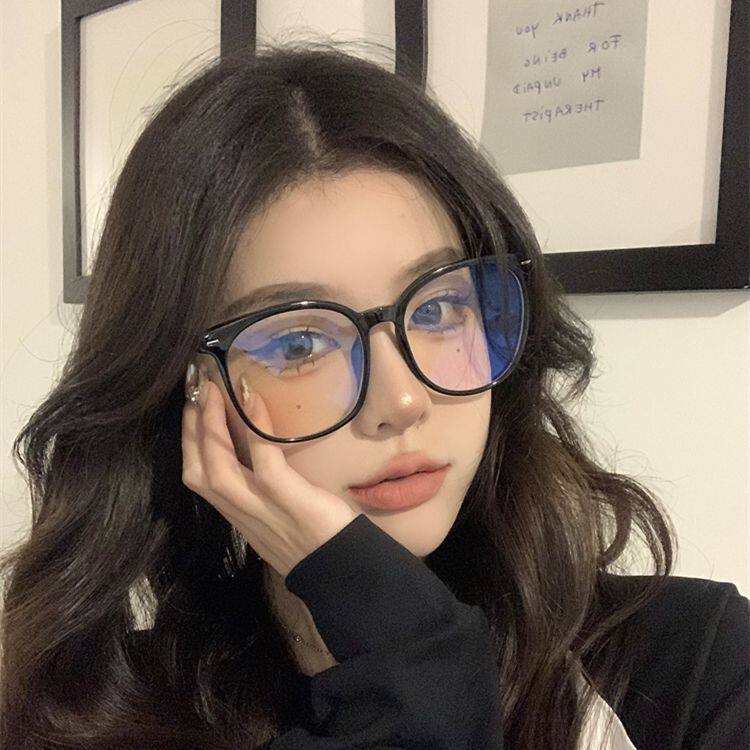 网红黑框眼镜女素颜神器大框近视可配度数方圆脸眼镜框架大脸显瘦