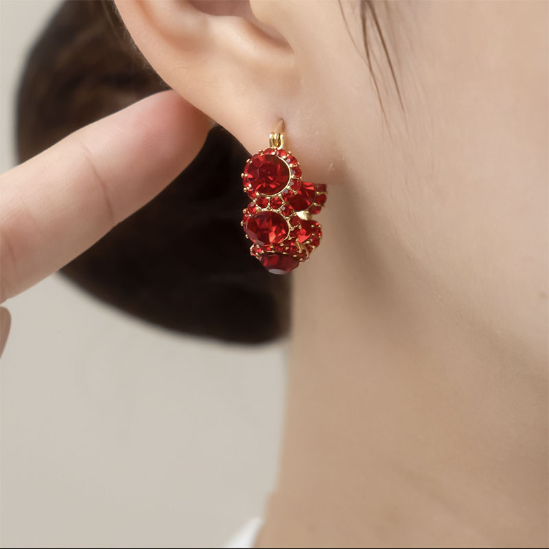 设计感红色锆石耳环耳扣