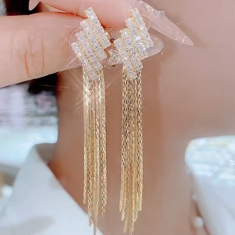 显瘦气质长款流苏耳环925银针