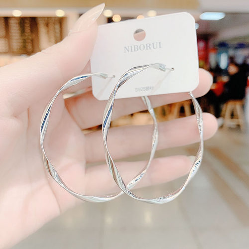 纯银针金属圈圈大耳环气质高级