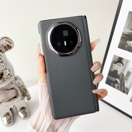 适用荣耀Magic V3手机保护壳honor v3单后壳带中轴保护新款素皮全包保护套vs3高级感简约时尚小众防摔电镀边