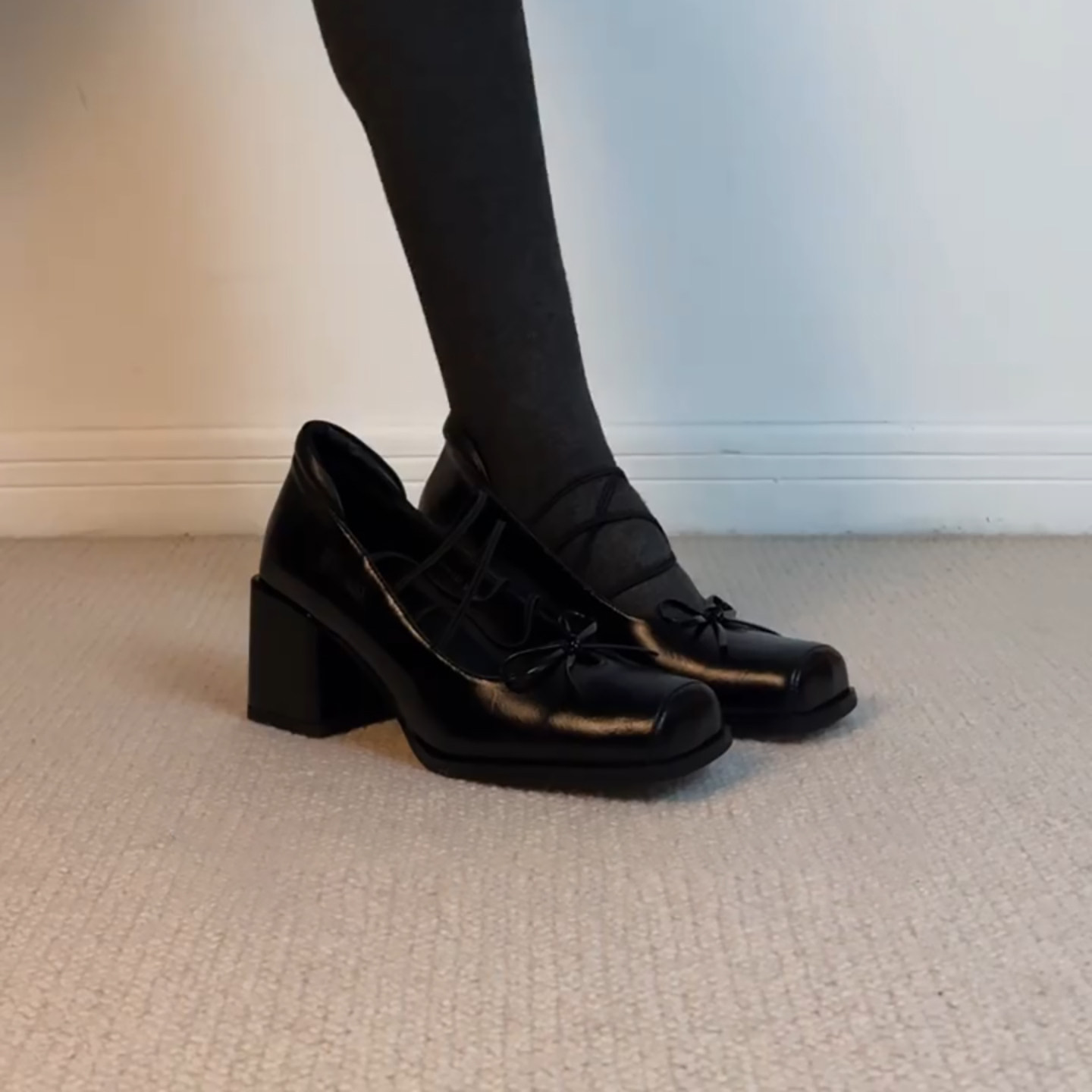 羊皮版~复古方头蝴蝶结交叉带小皮鞋女通勤百搭不累脚单鞋女,女鞋,深口单鞋,淘宝优惠券,粉丝福利购,淘宝优惠卷