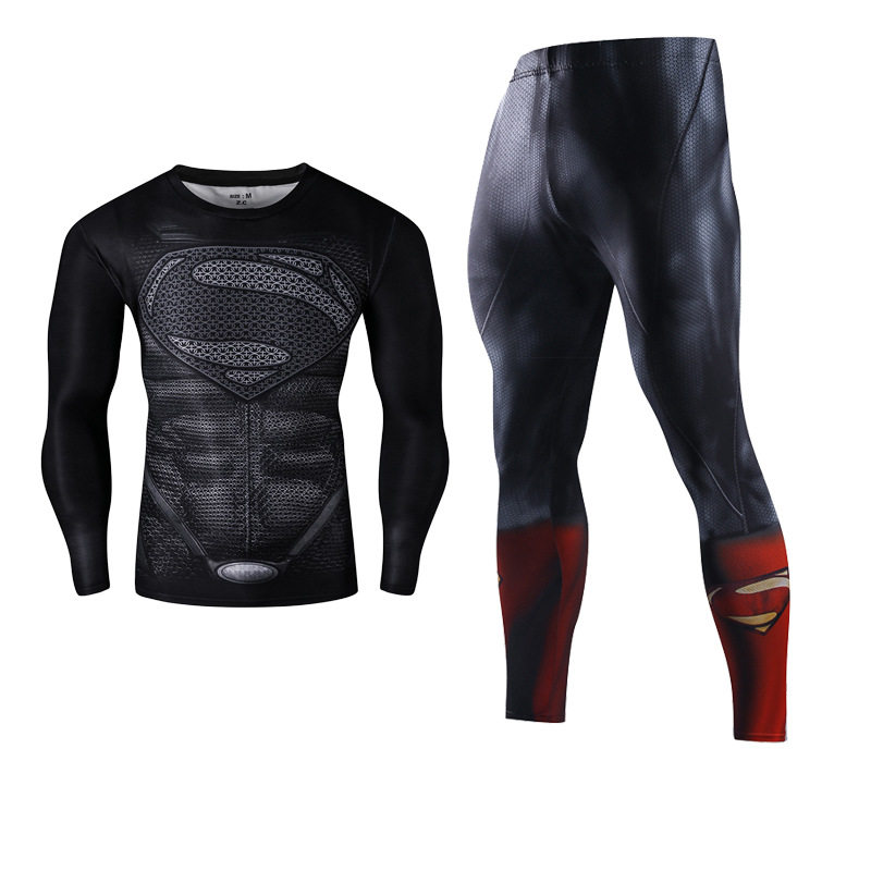 男士COS水母衣超人健身运动潜水服跑步篮球长袖紧身冲浪速干泳衣