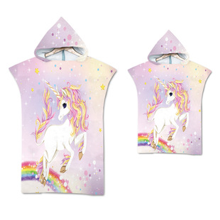 穿戴连帽浴巾居家速干浴袍沙滩换衣外套亲子独角兽系列浴巾斗篷22