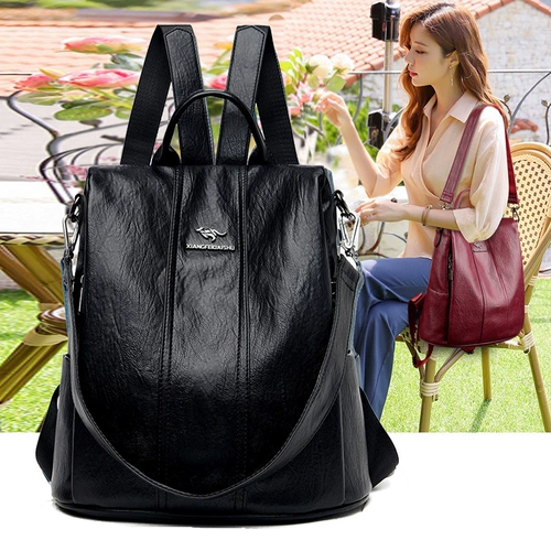 Кенгуру, рюкзак, модная универсальная кожаная вместительная и большая сумка через плечо, из натуральной кожи, коллекция 2022, анти-кража