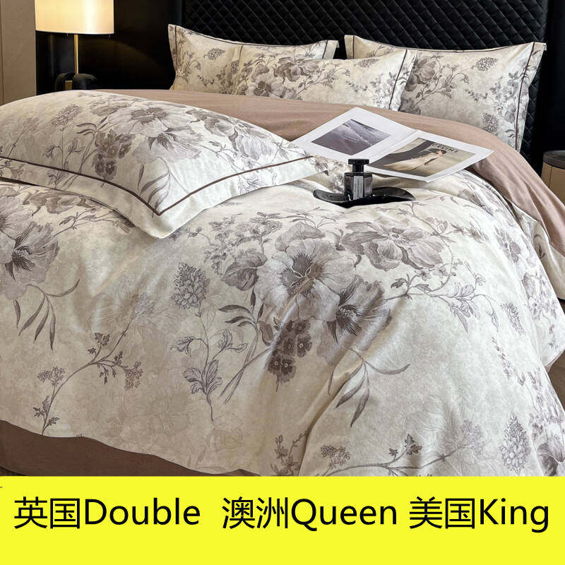 定制尺寸英国double纯棉磨毛四件套澳洲queen美国床笠king被套230