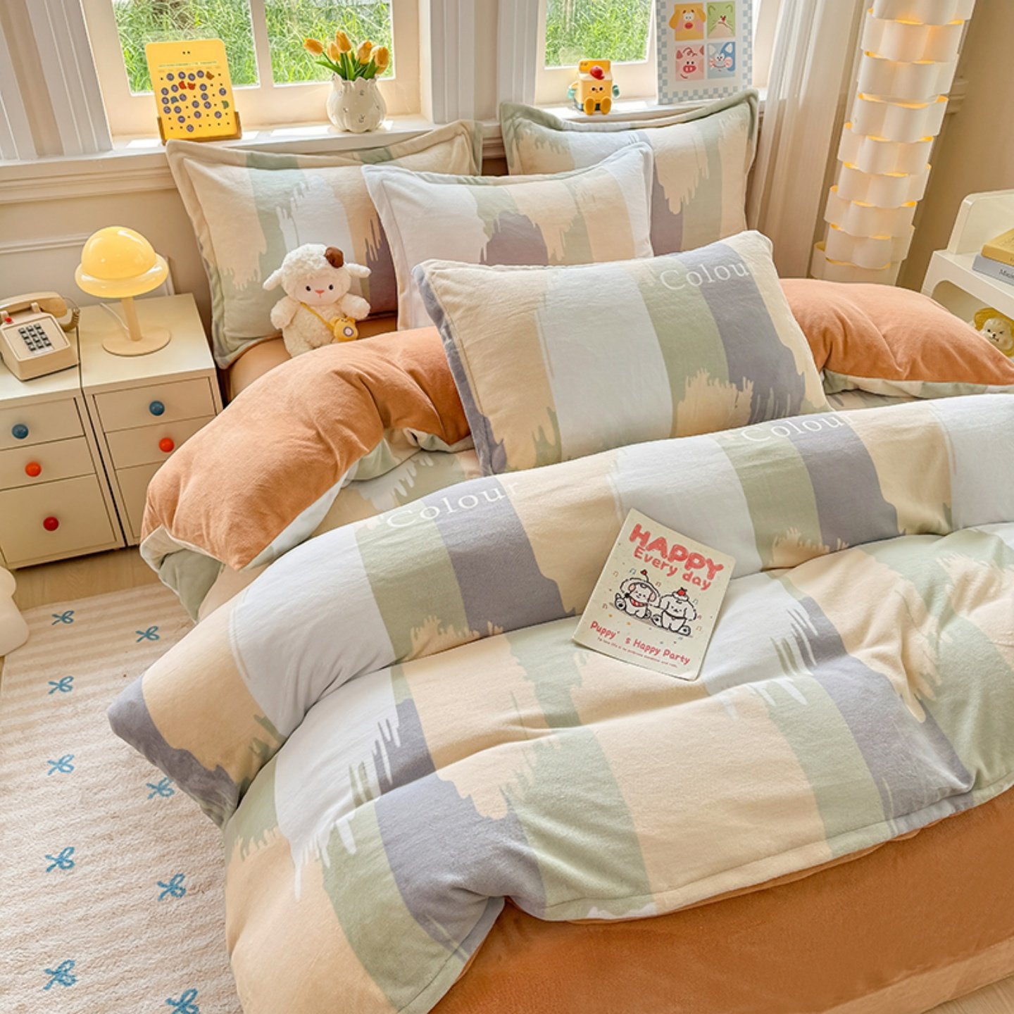 定制加厚牛奶绒珊瑚绒被套四件套