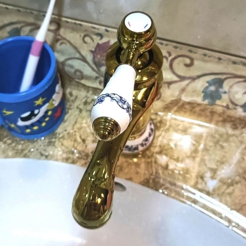 黑色仿古复古全铜镀铬银色欧式水龙头浴室柜洗脸面盆冷热单把