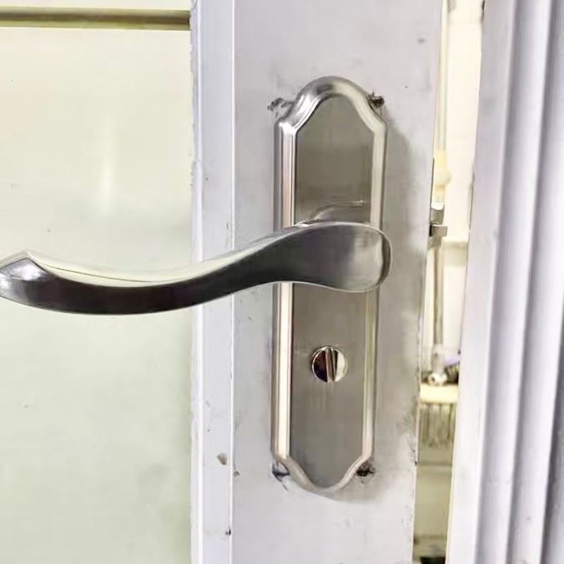 洗手间室内锁具单舌浴室厕所无钥匙手柄门把手家用通用型铝合金