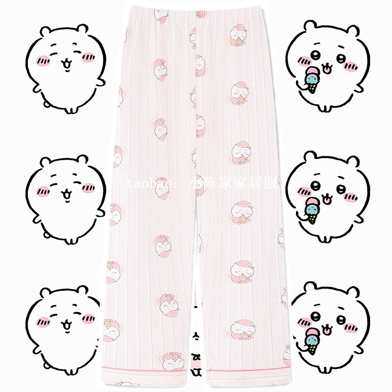 thumbnail for Pure Cotton Chiikawa Flying Squirrel Pajamas for Women 2026 New Spring and Autumn Long-Sleeved Jiyi Momo Coffee Purple Home Wear