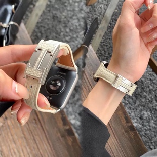 荔枝纹H扣小蛮腰腕带适用小米手环8p 9pro红米watch5表带磁吸真皮