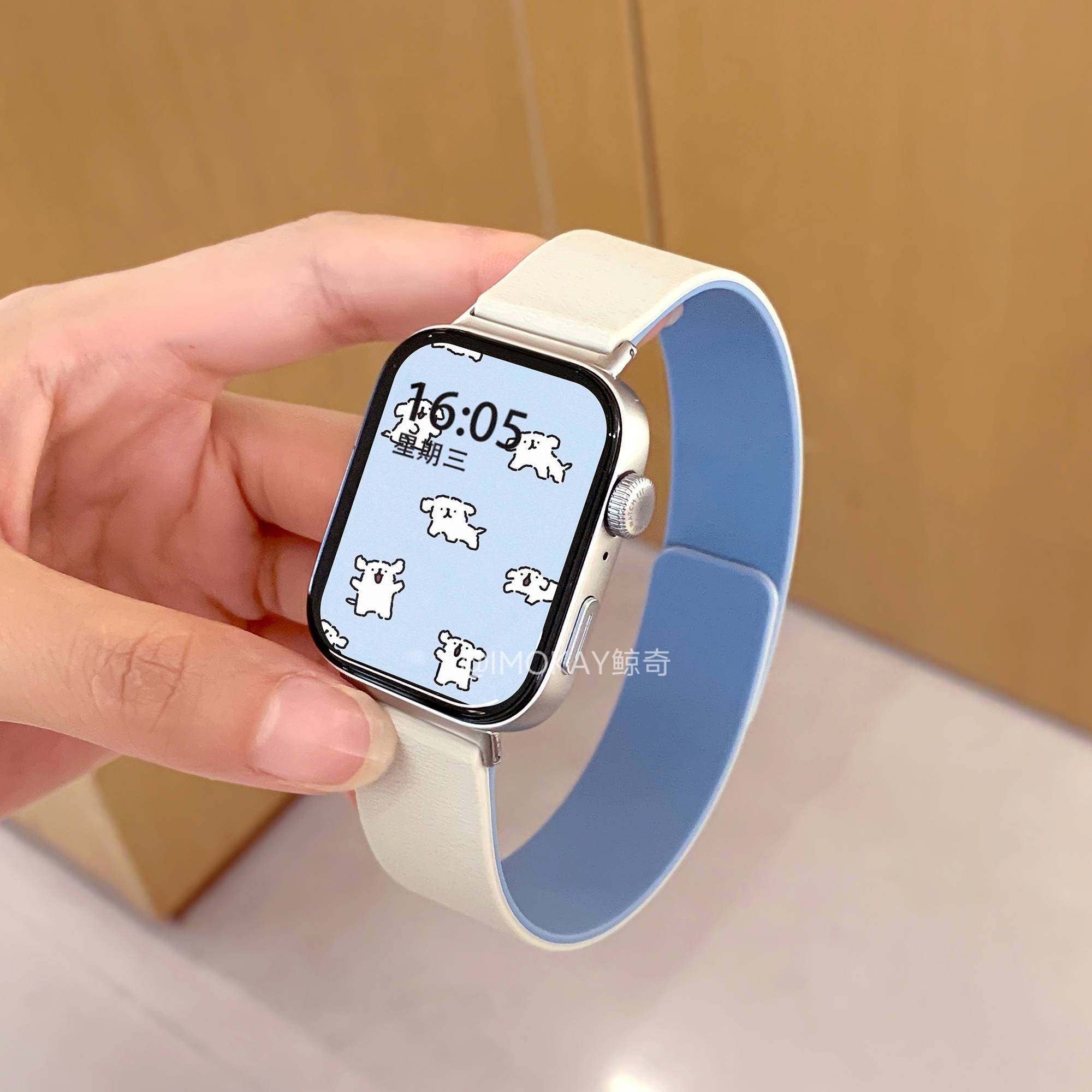 适用小米手环9pro荔枝纹磁吸表带watch4红米watch5华为Fit3/FIT4