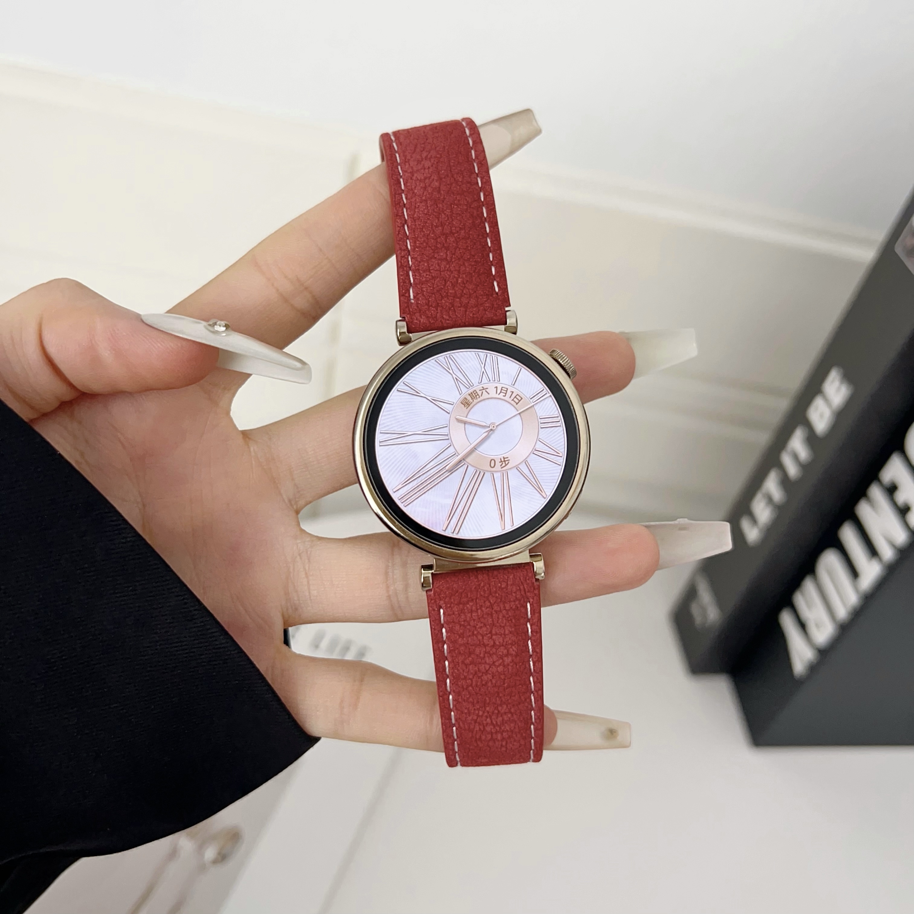 适用华为手表gt6表带gt5皮质watch4Pro高级商务GT3折叠磁吸扣腕带