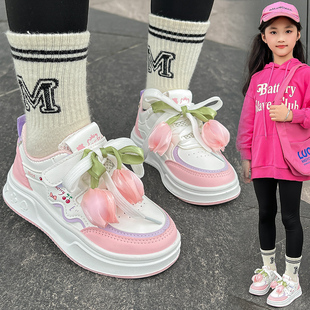 女童版鞋春夏秋季鞋子花朵小白鞋新款儿童小学生幼儿中大童运动鞋
