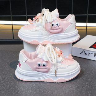 女童鞋子春秋季新款儿童皮面运动鞋中大童软底防滑公主鞋休闲板鞋