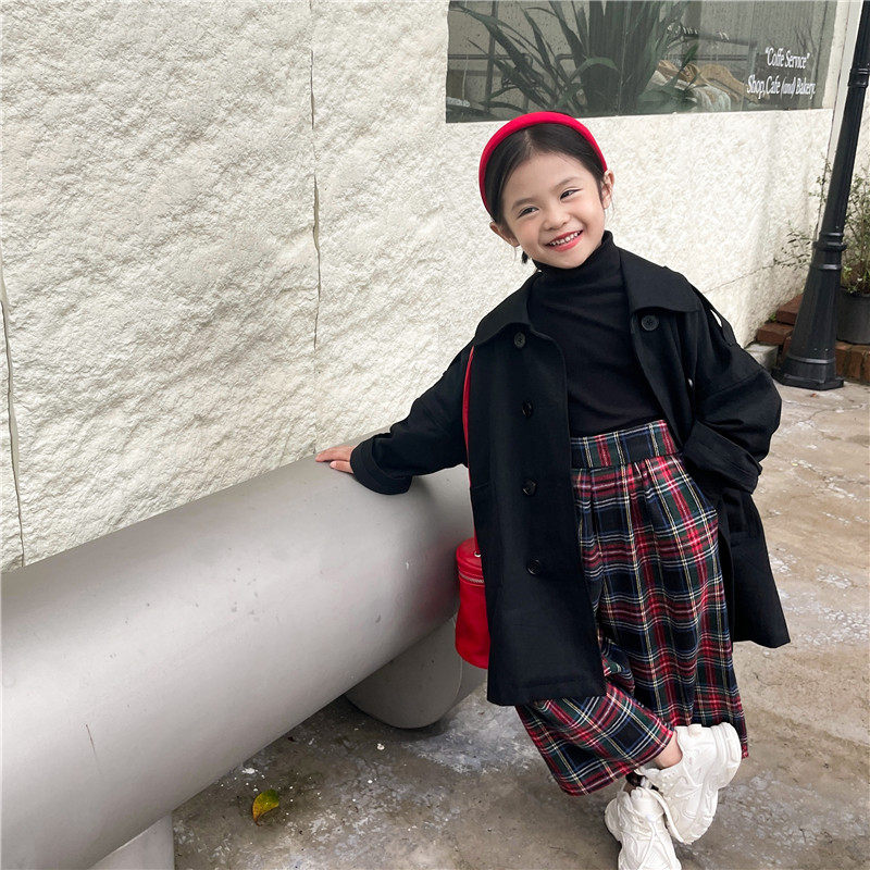 아동용 긴 트렌치 코트 가을 스타일 한국 스타일 영국 스타일 소년 소녀 용 중간 길이 코트 서양식 한국 아동복